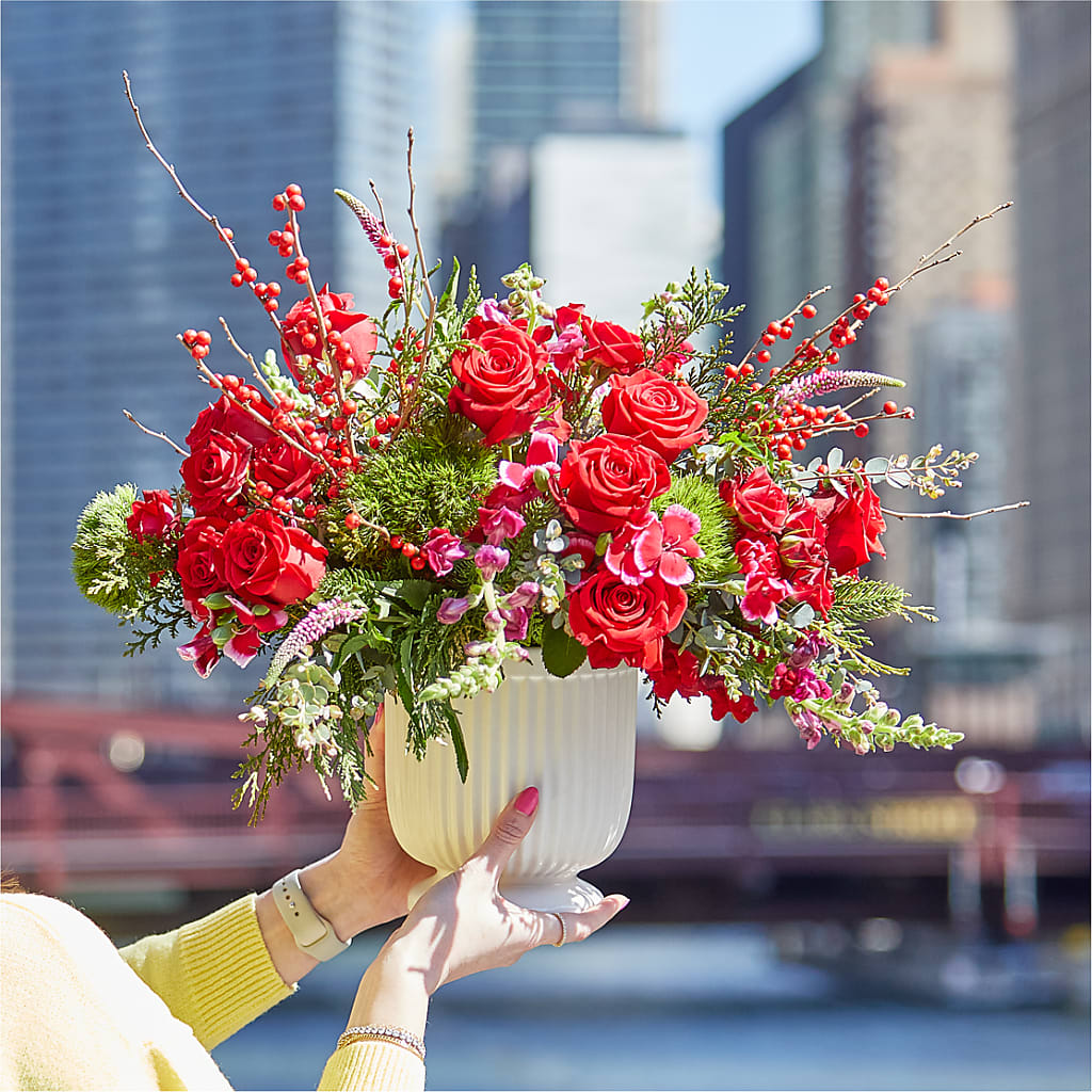 Big Red Bow Bouquet –  Pantelia Floral, Salt Lake City UT