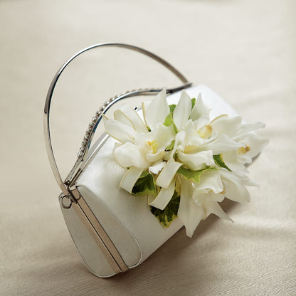 White Purse Decor –  Pantelia Floral, Salt Lake City UT