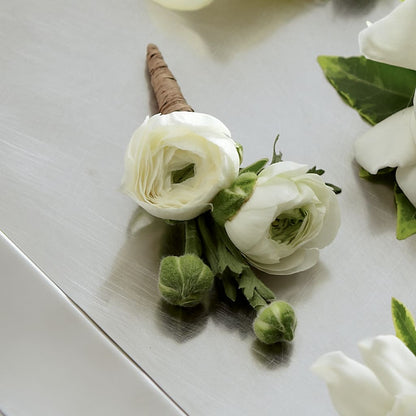 White Ranunculus Boutonniere –  Pantelia Floral, Salt Lake City UT